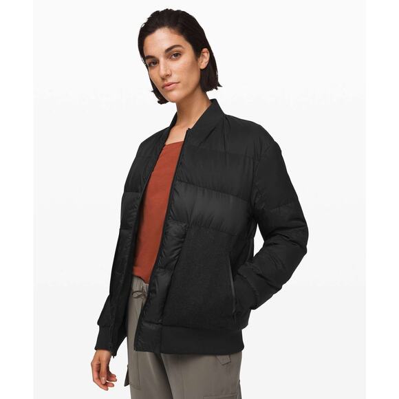 Lululemon Roam Far Reversible Wool Bomber Jacket Heather Gray/ Black Size 4 - Picture 4 of 12